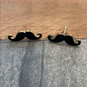 Mustache earrings black‎